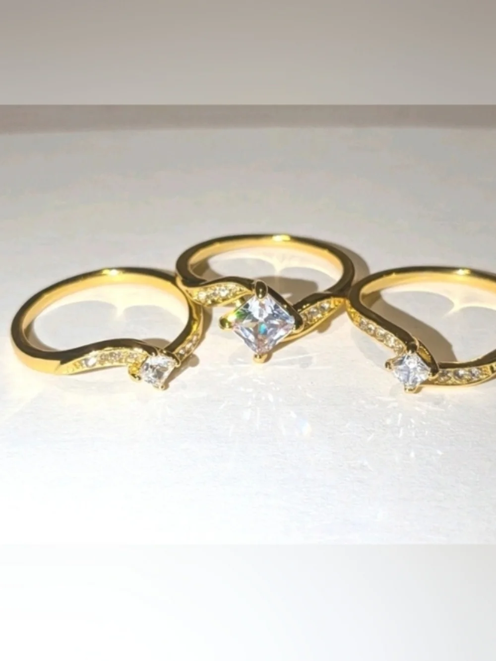 3ct Lab Created Diamond Engagement Bridal Ring Set 14k Yellow Gold Plated 10